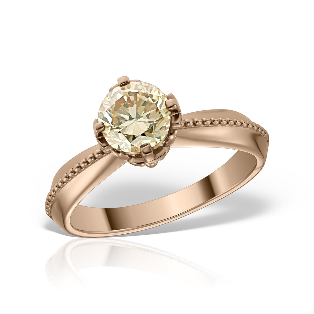 <b>Classic Rose</b><br>Ring in Rose Gold with Yellow YZ Diamond - Dita Von Helen