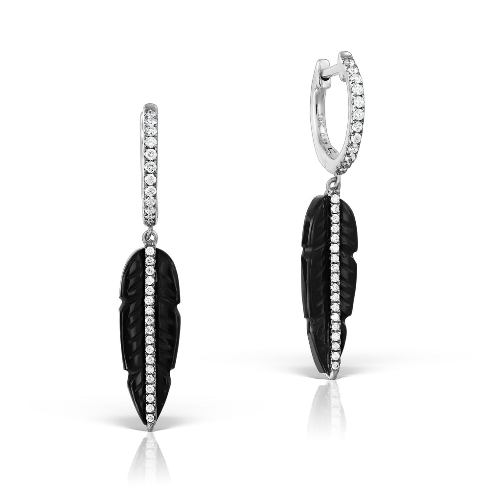 <b>Goddess Ma’at</b><br>Earrings in White Gold with Diamonds and Black Onyx - Dita Von Helen