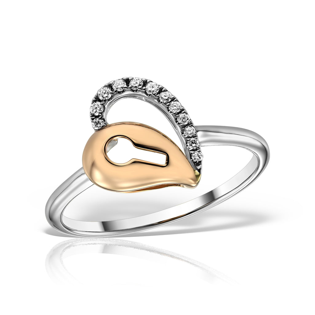 <b>Key of Love</b><br>Ring in Rose Gold with Diamonds - Dita Von Helen