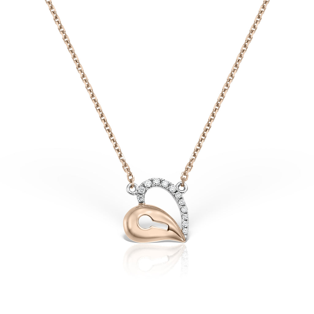 <b>Key of Love</b><br>Pendant in Rose Gold with Diamonds - Dita Von Helen